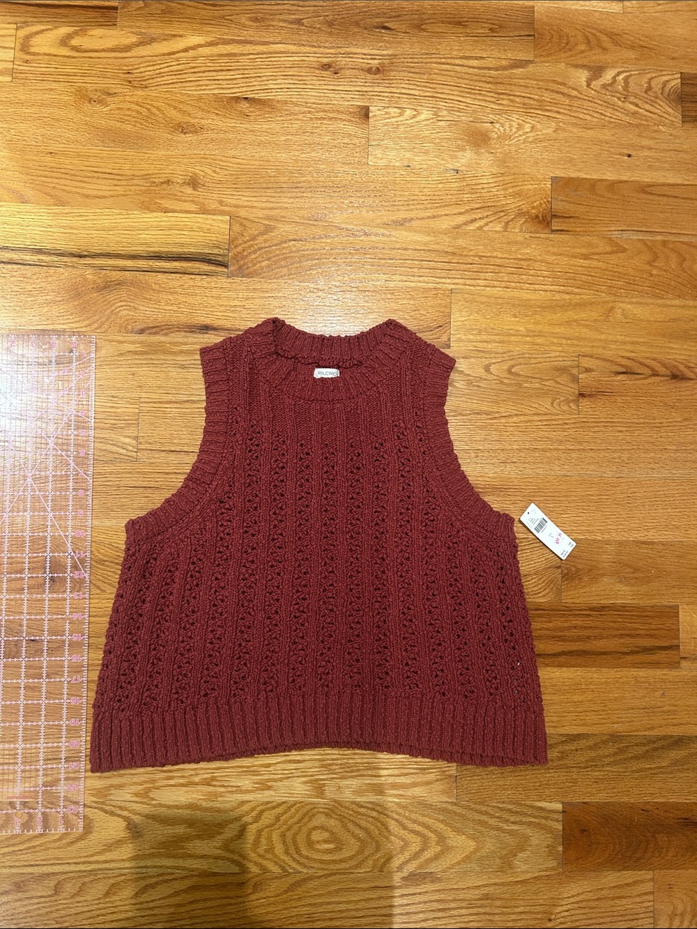 Anthro pilcro Wool Blend Cable Knit Sleeveless Sweater Vest - Burgundy